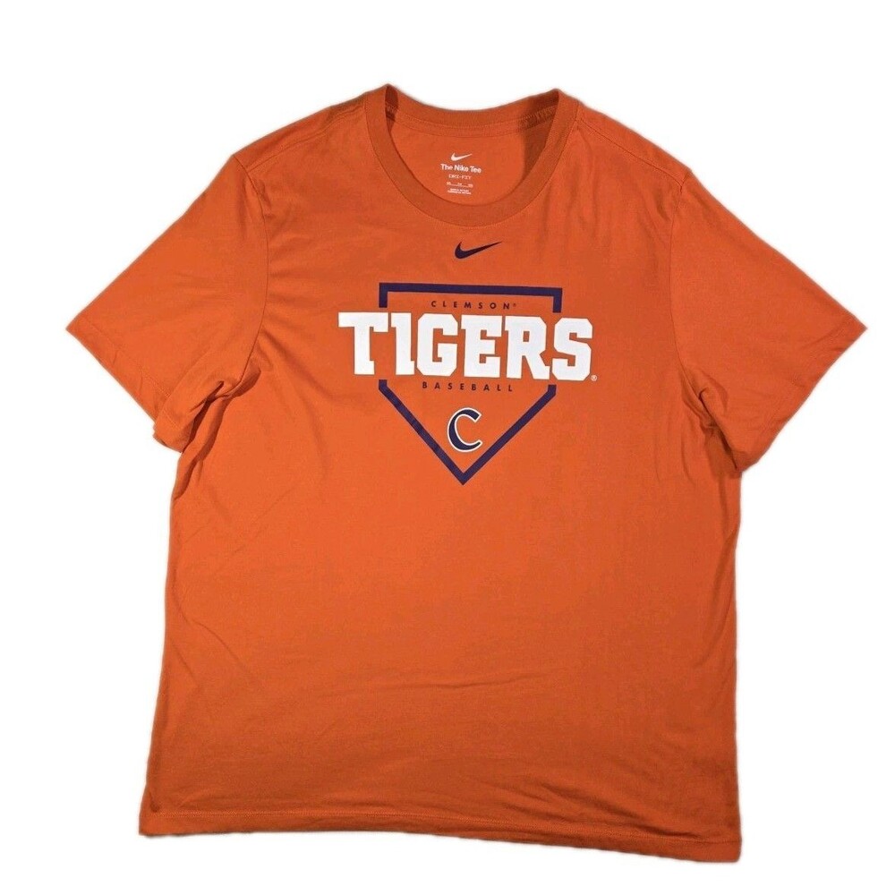 Mens Nike DriFit Clemson University Tigers Baseball Short Sleeve T Shirt 2XL XXL